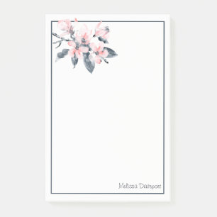 Pink & Gray Flowers Classy Watercolor Post-it Notes