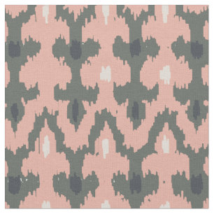 Pink Gray Geometric Ikat Tribal Decorative Pattern Fabric