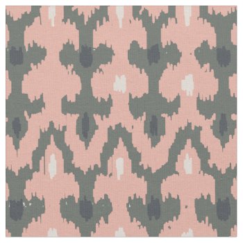 Pink Gray Geometric Ikat Tribal Decorative Pattern Fabric by SharonaCreations at Zazzle
