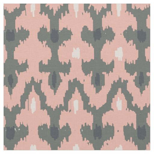 Pink Gray Geometric Ikat Tribal Decorative Pattern Fabric