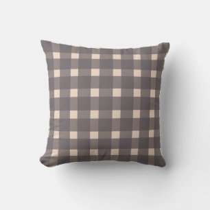 Pink Gray Gingham Pattern Throw Pillow
