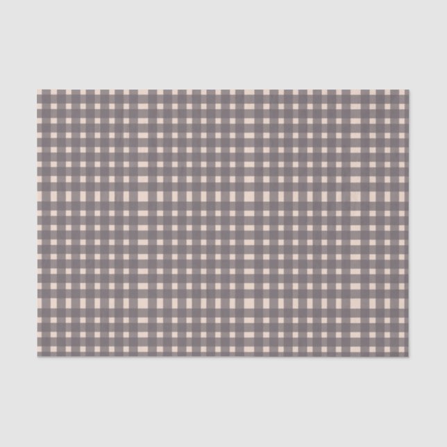 Pink Gray Gingham Pattern Tissue Paper (Front)