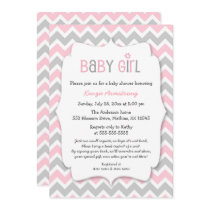 Pink Gray Girl Baby Shower Invites bring a book