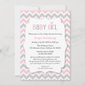 Pink Gray Girl Baby Shower Invites bring a book (Front)
