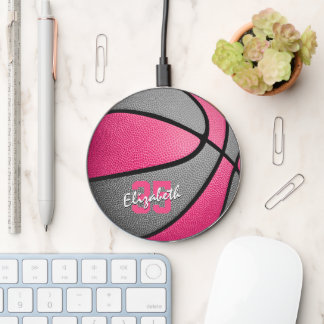 pink gray girls basketball tech accessories wireless charger