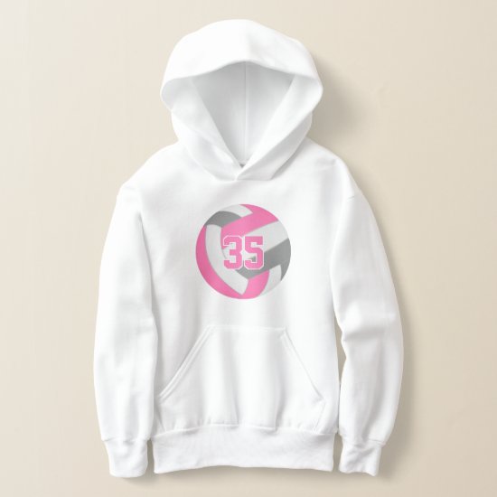 pink gray girly jersey number volleyball  hoodie