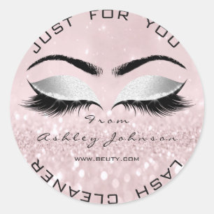 Pink Gray Glitter Blush Lashes Makeup Cleaner Classic Round Sticker