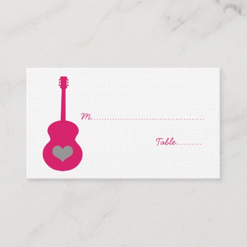 PinkGray Guitar Heart Place Card