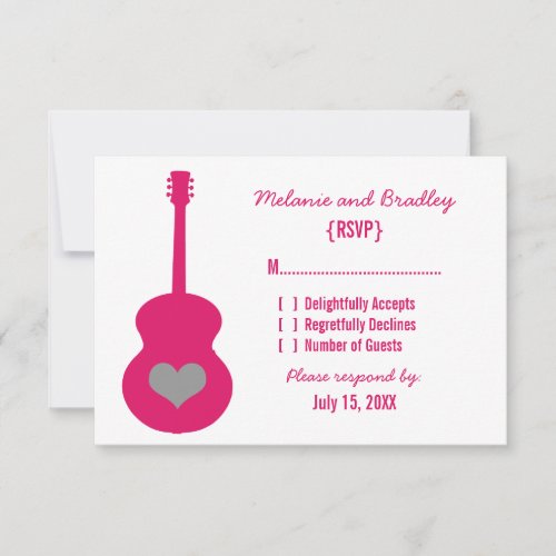 PinkGray Guitar Heart Response Card