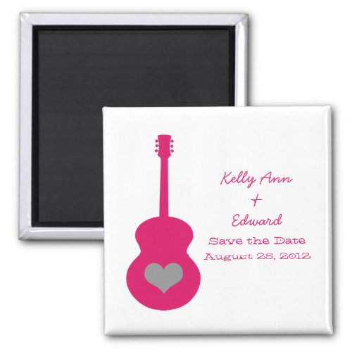 PinkGray Guitar Heart Save the Date Magnet