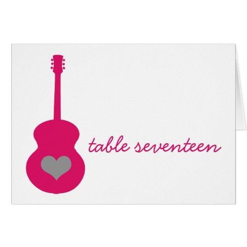 PinkGray Guitar Heart Table Number Card