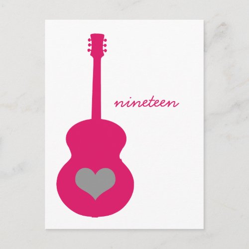 PinkGray Guitar Heart Table Postcard
