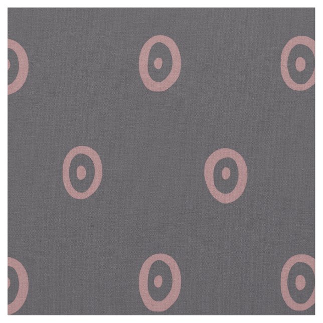 Pink & Gray Hand Drawn Circles Pattern Fabric (Close Up)