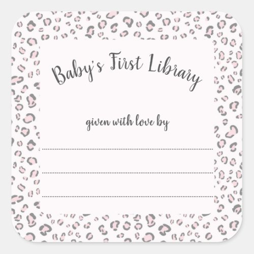 Pink Gray Leopard frame bookplate 