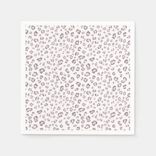 Pink Gray Leopard Pattern Napkins