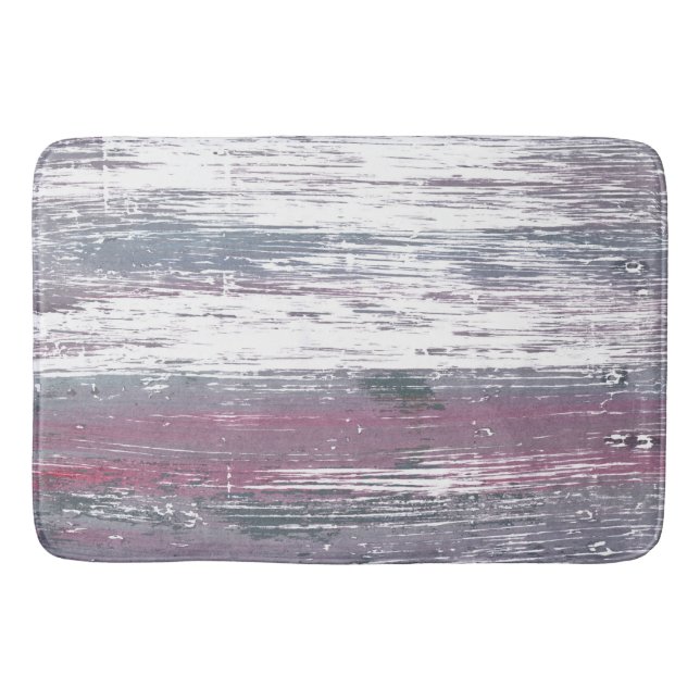 Pink gray lines bath mat (Front)