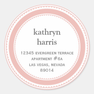 Pink gray medallion modern circle address label