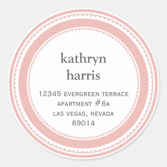 Pink gray medallion modern circle address label stickers