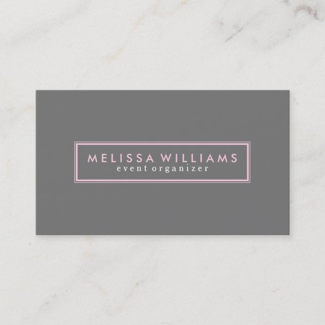 Pink & Gray Modern Geometric Simple Design Business Card (Front)