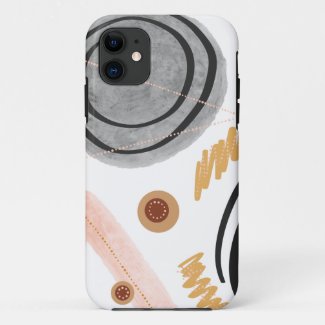 Pink Gray Modern Trendy Painting Abstract Shapes iPhone 11 Case
