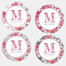 Pink Gray Monogram Simple Floral Cute Custom