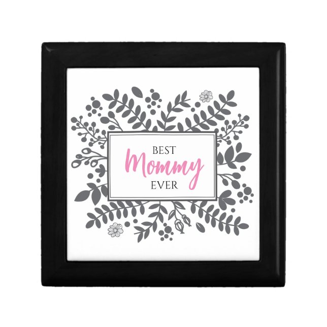 Pink Gray Mother Mommy Mothers Day Jewelry Box (Front)