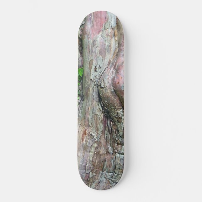 "PINK & GRAY MOTTLED WITH NATURE'S ABSTRACT DESIGN SKATEBOARD (Front)