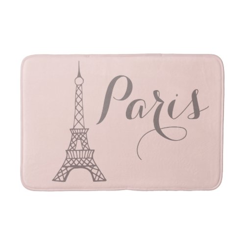 Pink Gray Paris Eiffel Tower Bath Mat