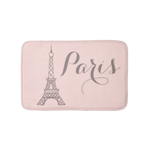 Pink Gray Paris Eiffel Tower Bath Mat