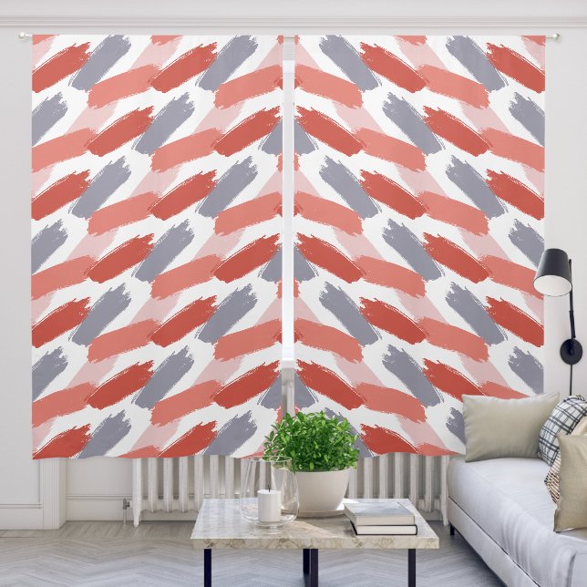 Pink Gray Peach  Abstract Blackout Curtains (Living Room)