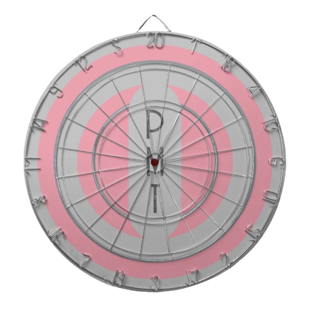 Pink Gray Personalized Dart Board (Front)
