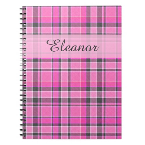 Pink Gray Plaid Tartan Notebook