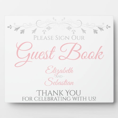 Pink  Gray Please Sign our Guest Book Sign Plaque