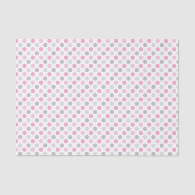 Pink Gray Polka Dots Tissue Paper (Front)