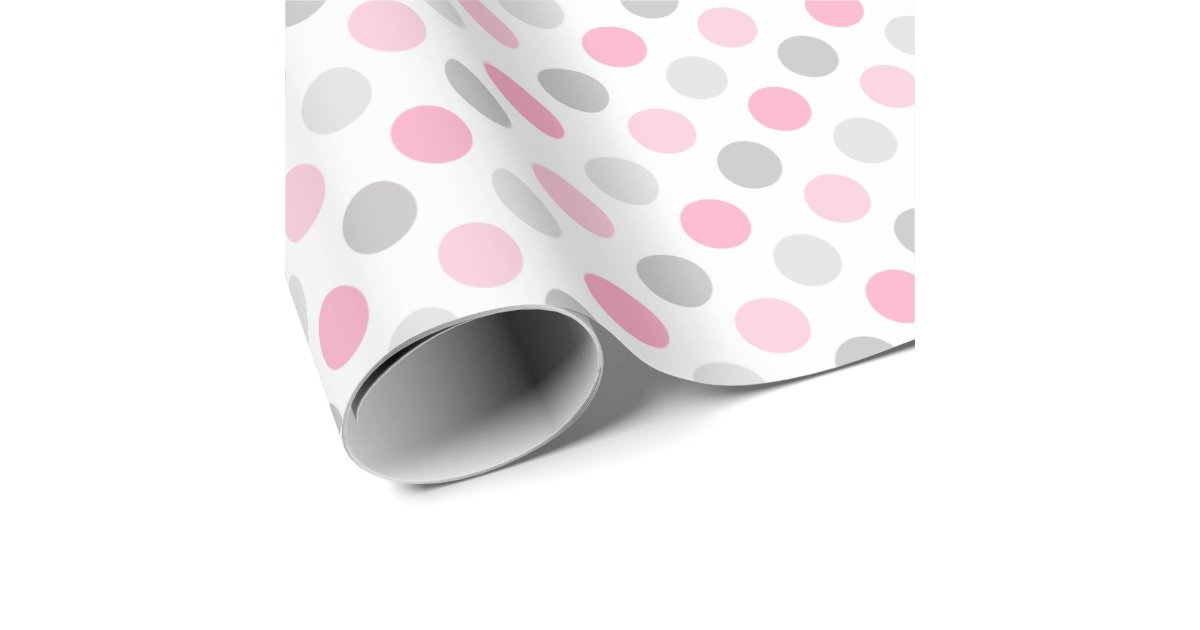 Chic Vintage Rose Pink White Polka Dots Pattern Wrapping Paper Sheets