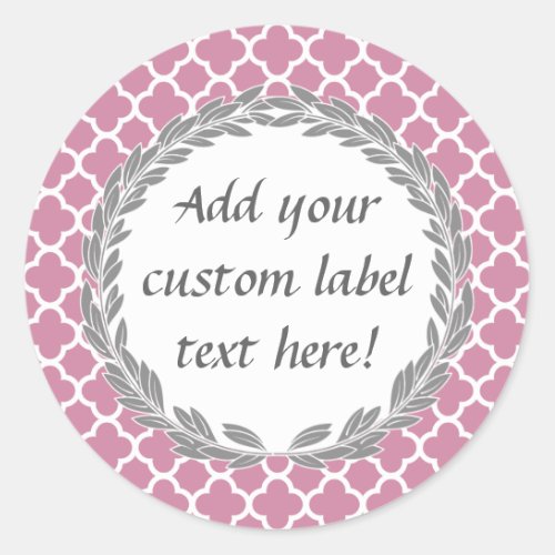 Pink Gray Pretty Custom Canning Jar Craft Label