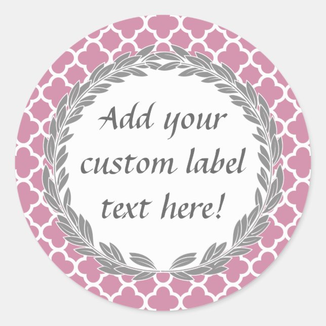 Pink Gray Pretty Custom Canning Jar Craft Label (Front)