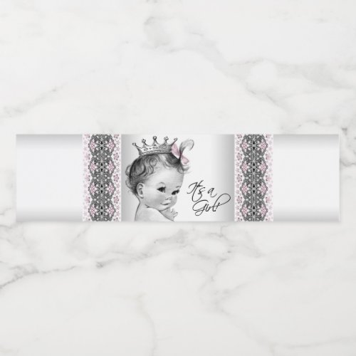 Pink Gray Princess Baby Girl Water Bottle Labels