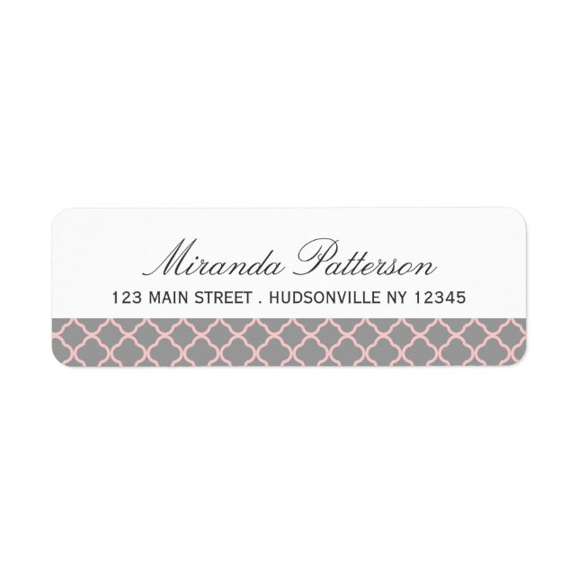 Pink + Gray Quatrefoil Address Labels (Front)