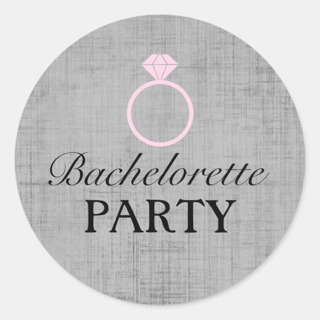 Pink & Gray Ring Design Bachelorette Party Sticker (Front)