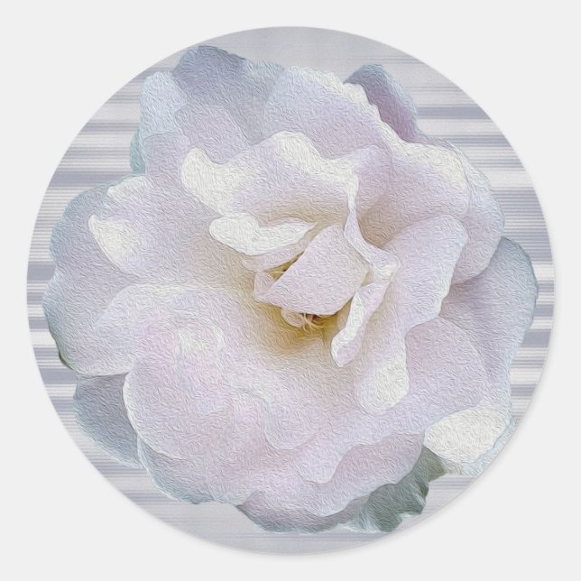 Pink gray rose classic round sticker (Front)