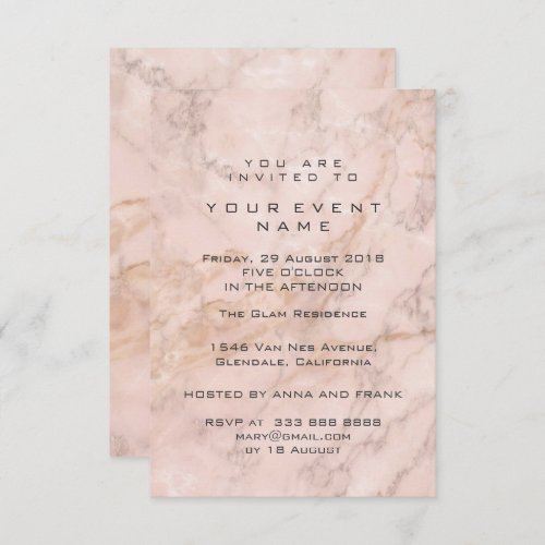 Pink Gray Rose Gold Marble Stone Gray Event Luxury Invitation