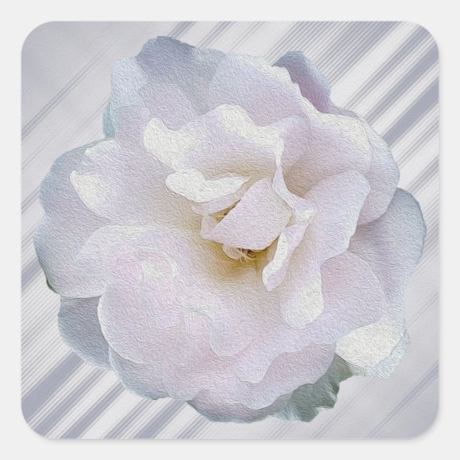 Pink gray rose square sticker (Front)
