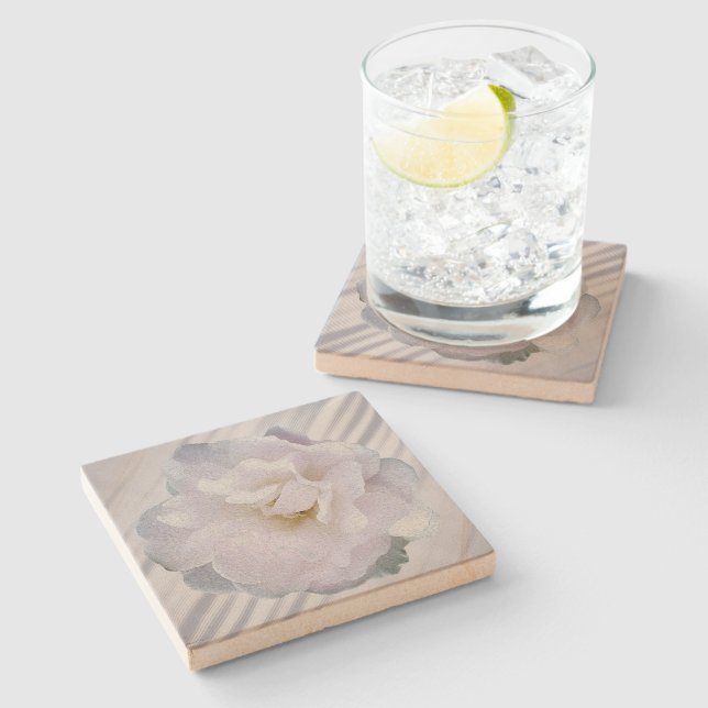 Pink gray rose stone coaster (Side)