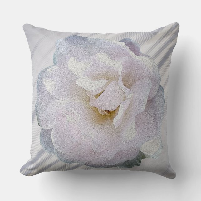 Pink gray rose throw pillow (Front)