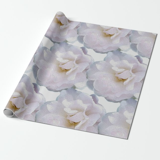 Pink gray rose wrapping paper (Unrolled)