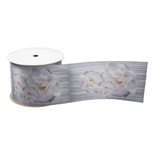 Pink gray roses satin ribbon