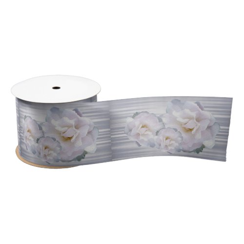 Pink gray roses satin ribbon