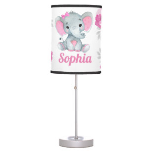 Pink Gray Rustic Girl Elephant lamp