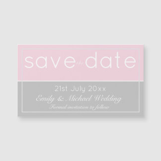 Pink Gray Save The Date Magnetic Wedding